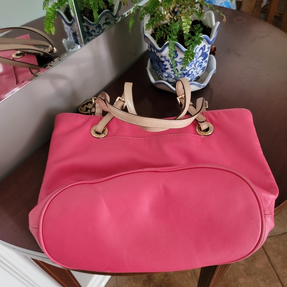 Michael Kors Pink and Tan Tote with Signature Charm - Picture 11 of 11